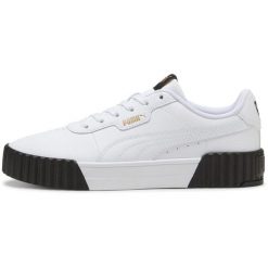Buty sportowe Puma Carina 3.0. Białe obuwie sportowe damskie Puma, bez wzorów, ze skóry, bez zapięcia, trekkingowe. Za 326.00 zł.