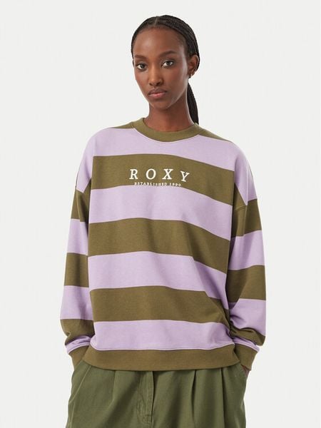 Roxy Bluza Strictly Stripes ERJFT05071 Khaki Regular Fit. Brązowe bluzy damskie Roxy, m, bez wzorów, z syntetyku, bez ramiączek, bez kaptura. Za 225.99 zł.