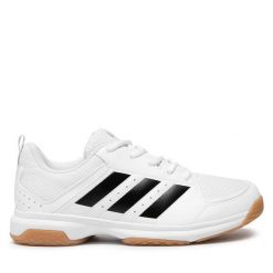 Buty halowe adidas. Białe buty sportowe męskie Adidas, bez wzorów, bez zapięcia. Za 209.99 zł.