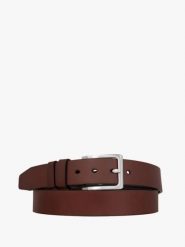 Ciemnobrązowy pasek ze skóry licowej. Brązowe paski męskie Ryłko, z denimu, klasyczne. Za 129.99 zł.