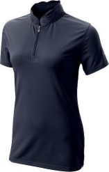 Wilson Staff morele Koszulka golfowa Wilson SCALLOPED COLLAR POLO (damska, granatowa, rozm. M). Bluzki damskie Wilson Staff, m, bez wzorów, bez kołnierzyka, bez ramiączek. Za 187.95 zł.