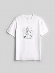4F T-shirt regular z nadrukiem męski - biały XL. Białe t-shirty męskie 4F, m, bez wzorów, z bawełny, bez kołnierzyka, bez ramiączek. Za 79.99 zł.