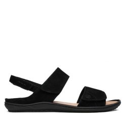 Sandały Josef Seibel. Czarne sandały damskie Josef Seibel, bez wzorów, bez obcasa, na płaskiej podeszwie, bez zapięcia. Za 439.99 zł.