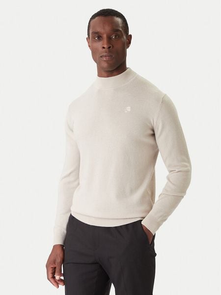 KARL LAGERFELD Golf 655002 554399 Beżowy Slim Fit. Brązowe swetry męskie KARL LAGERFELD, m, bez wzorów, z wełny, bez kołnierzyka, bez ramiączek. Za 599.99 zł.