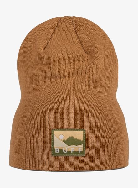 Czapka zimowa Buff Lilon Long - peanut. Brązowe czapki damskie Buff, na zimę, z aplikacjami, z dzianiny, eleganckie. Za 66.99 zł.