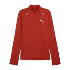 Bluza do biegania męska PUMA Run Cloudspun 1/4 Zip. Czerwone bluzy męskie Puma, m, bez wzorów, sportowe, bez ramiączek, bez kaptura. Za 199.99 zł.