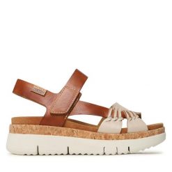 Sandały Pikolinos. Brązowe sandały damskie Pikolinos, bez wzorów, bez obcasa, na koturnie, bez zapięcia. Za 299.99 zł.