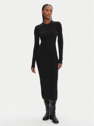 STAUD Sukienka dzianinowa Ramona R24F2208WN Czarny Slim Fit. Czarne sukienki damskie STAUD, m, bez wzorów, z dzianiny, bez kołnierzyka, bez ramiączek. Za 1,119.00 zł.