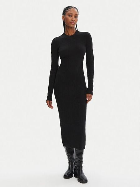 STAUD Sukienka dzianinowa Ramona R24F2208WN Czarny Slim Fit. Czarne sukienki damskie STAUD, xs, bez wzorów, z dzianiny, bez kołnierzyka, bez ramiączek. Za 949.99 zł.