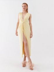 Patrizia Pepe Sukienka koktajlowa 2A2519/J113-Y433 Żółty Slim Fit. Żółte sukienki damskie Patrizia Pepe, bez wzorów, z syntetyku, wizytowe, bez kołnierzyka, bez ramiączek. Za 749.99 zł.