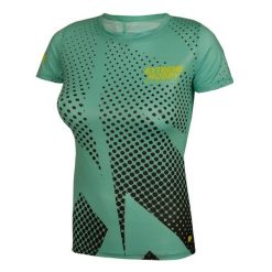 Koszulka do biegania damska z krótkim rękawem EXTREME HOBBY HALFTONE. Zielone bluzki damskie EXTREME HOBBY, s, bez wzorów, z elastanu, sportowe, bez kołnierzyka, bez ramiączek. Za 139.00 zł.