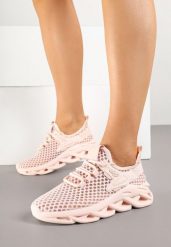 Różowe Siateczkowe Buty Sportowe Sneakersy na Grubej Tłoczonej Podeszwie Telarienna. Czerwone obuwie sportowe damskie Born2be, bez wzorów, z jeansu, bez zapięcia. Za 74.99 zł.
