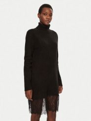 Morgan Sukienka dzianinowa 242-RMAFIX Czarny Slim Fit. Czarne sukienki damskie Morgan, m, bez wzorów, z dzianiny, bez kołnierzyka, bez ramiączek. Za 229.99 zł.