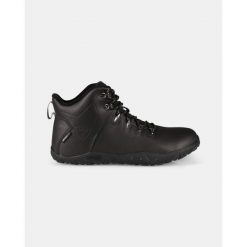 Uniseksowe wysokie buty outdoorowe barefoot Kilpi BARE LEATHER HIGH-U. Czarne buty zimowe męskie Kilpi, bez wzorów, bez obcasa, bez zapięcia. Za 783.53 zł.