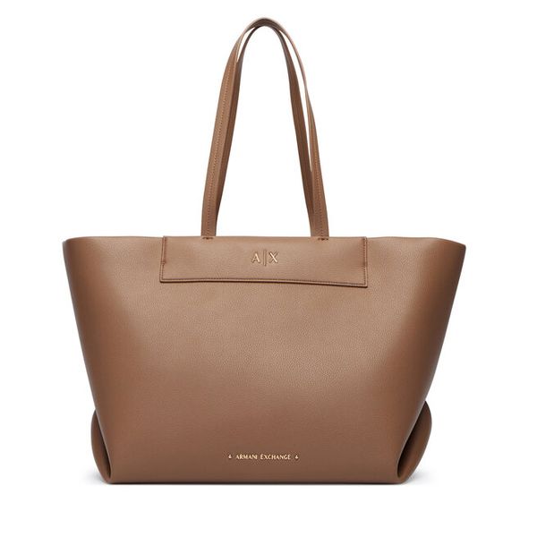 Torebka Armani Exchange. Brązowe shopperki damskie Armani Exchange, bez wzorów, bez dodatków. Za 754.99 zł.