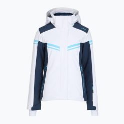 Kurtka narciarska damska CMP 35W0196 Zip Hood. Białe kurtki sportowe damskie CMP, na zimę, bez wzorów, bez ramiączek, bez kaptura, narciarskie. Za 769.99 zł.