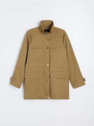 Kurtka parka z kieszeniami - zielony. Zielone kurtki damskie Sinsay, l, bez wzorów, bez kaptura. Za 119.99 zł.