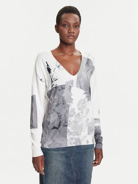 Desigual Sweter Gotemburgo 25WWJF15 Szary Regular Fit. Szare swetry nierozpinane damskie Desigual, xl, bez wzorów, z wiskozy, bez kołnierzyka, bez ramiączek. Za 309.99 zł.