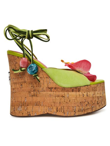 Naked Wolfe Sandały Sunflower Zielony. Zielone sandały damskie Naked Wolfe, bez wzorów, ze skóry, bez obcasa, na koturnie, bez zapięcia. Za 1,279.00 zł.