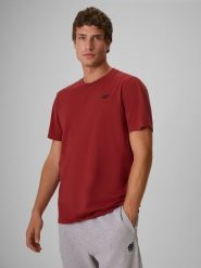4F T-shirt regular gładki męski - burgundowy XL. Czerwone t-shirty męskie 4F, m, bez wzorów, z bawełny, bez kołnierzyka, bez ramiączek. Za 49.99 zł.