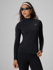 4F Longsleeve slim gładki damski - czarny XL. Czarne koszulki sportowe damskie 4F, xl, bez wzorów, z dresówki, bez ramiączek, na fitness i siłownię. Za 129.99 zł.
