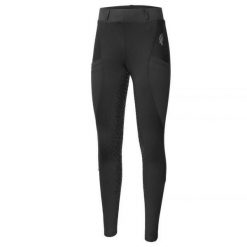 Legginsy do jazdy konnej damskie Start Kensington elastyczne, z pełnym lejem. Czarne legginsy damskie START, bez wzorów. Za 212.99 zł.