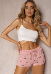 Różowe Casualowe Szorty z Bawełny High Waist Wykończone w Pasie Gumką Uantia. Czerwone szorty damskie Renee, bez wzorów, z bawełny, biznesowe, z podwyższonym stanem. Za 34.99 zł.
