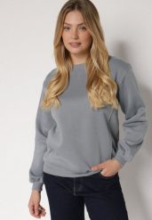 Szara Bluza z Bawełną Ozdobiona Przeszyciami Fezoria. Szare bluzy damskie Born2be, l, bez wzorów, z bawełny, casualowe, bez ramiączek, bez kaptura. Za 59.99 zł.