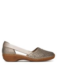 Rieker Półbuty CEO-41351-90 Beżowy. Brązowe półbuty damskie Rieker, bez wzorów, ze skóry, bez obcasa, na płaskiej podeszwie, bez zapięcia. Za 319.99 zł.