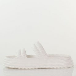 Białe lekkie piankowe klapki damskie DiA 51-001. Białe klapki damskie DiA, na lato, bez wzorów, z dresówki, klasyczne, bez obcasa, na platformie, bez zapięcia. Za 59.00 zł.