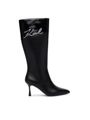 KARL LAGERFELD Kozaki KL32775 Czarny. Czarne kozaki damskie KARL LAGERFELD, bez wzorów, ze skóry, bez obcasa, na szpilce, bez zapięcia. Za 1,169.00 zł.
