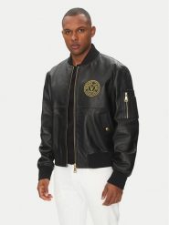 Versace Jeans Couture Kurtka skórzana 78GAVP06 Czarny Regular Fit. Czarne kurtki męskie Versace Jeans Couture, m, bez wzorów, z jeansu, bez kaptura. Za 2,289.00 zł.