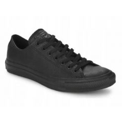 Buty na co dzień trampki unisex CONVERSE ALL STAR niskie skóra. Czarne trampki i tenisówki damskie Converse, bez wzorów, ze skóry, bez zapięcia. Za 349.00 zł.