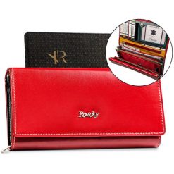 Portfel skórzany Rovicky R-RD-12-GCL Red-Multi czerwony. Czerwone portfele damskie ROVICKY, ze skóry. Za 84.99 zł.