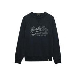 Bluza z nadrukiem Superdry Merchant Vintage. Niebieskie bluzy męskie Superdry, m, bez wzorów, vintage, bez ramiączek, bez kaptura. Za 327.70 zł.