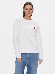 Tommy Jeans Bluza Graphic Flag DW0DW17328 Biały Boxy Fit. Białe bluzy damskie Tommy Jeans, xxs, bez wzorów, z bawełny, bez ramiączek, bez kaptura. Za 299.99 zł.