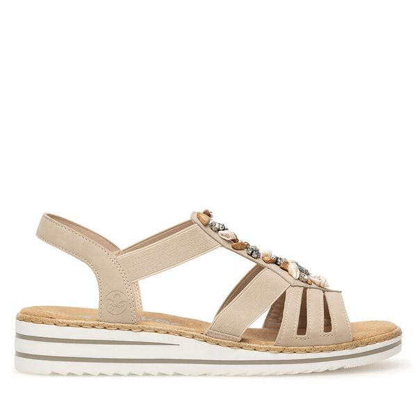 Sandały Rieker. Brązowe sandały damskie Rieker, bez wzorów, bez obcasa, na płaskiej podeszwie, bez zapięcia. Za 259.99 zł.