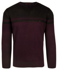 Sweter Czarno-Bordowy w Okrągły Dekolt, Wzór Geometryczny, U-neck, Męski -TRIKKO. Czerwone swetry męskie Trikko, l, bez wzorów, z bawełny, biznesowe, bez kołnierzyka, bez ramiączek. Za 169.00 zł.