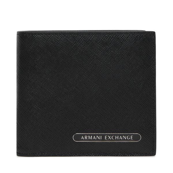 Portfel Armani Exchange. Czarne portfele męskie Armani Exchange, bez wzorów. Za 349.99 zł.