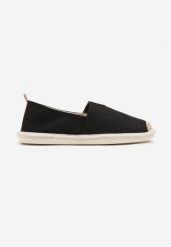 Czarne Trampki w Stylu Espadryli z Plecionym Zdobieniem i Elastyczną Wstawką Eveloiti. Czarne trampki męskie Born2be, na lato, z aplikacjami, eleganckie, bez zapięcia. Za 79.99 zł.