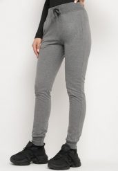 Ciemnoszare Spodnie Dresowe z Gumką w pasie i Troczkiem Halemia. Szare spodnie dresowe damskie Born2be, bez wzorów, z dresówki, eleganckie, długie. Za 39.99 zł.