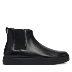 Sztyblety Calvin Klein. Czarne botki męskie Calvin Klein, bez wzorów, bez obcasa, bez zapięcia. Za 649.99 zł.