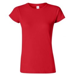 Koszulka Damska Krótki Rękaw Soft Style. Czerwone bluzki damskie GILDAN, m, bez wzorów, sportowe, bez kołnierzyka, bez ramiączek. Za 28.99 zł.