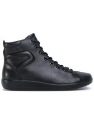 ECCO Botki Soft 2.0 20652356723 Czarny. Czarne botki damskie ecco, bez wzorów, ze skóry, bez obcasa, na płaskiej podeszwie, bez zapięcia. Za 499.99 zł.