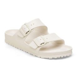Sandały Damskie EVA Arizona. Białe sandały damskie Birkenstock, bez wzorów, z materiału, z okrągłym noskiem, bez obcasa, na obcasie, bez zapięcia. Za 329.00 zł.