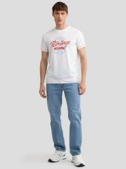 Koszulka męska z nadrukiem biała Jaman 100. Białe t-shirty męskie BIG STAR, l, bez wzorów, z bawełny, bez kołnierzyka, bez ramiączek. W wyprzedaży za 39.99 zł.
