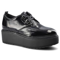 Czarne Półbuty Chebello Damskie Buty Na Platformie. Czarne półbuty damskie CheBello, z aplikacjami, ze skóry, bez obcasa, na koturnie, bez zapięcia. Za 279.00 zł.