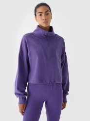 4F Bluza dresowa bez kaptura damska 4F x Anna Lewandowska - fioletowa L. Fioletowe bluzy damskie 4F, l, bez wzorów, z bawełny, sportowe, bez ramiączek, bez kaptura. W wyprzedaży za 139.99 zł.