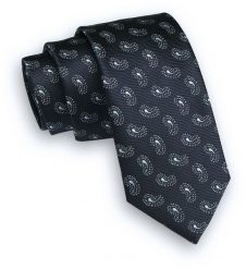 Ciemny Granatowy Krawat -Angelo di Monti- 6 cm, Męski, w Drobny Wzór Paisley, Łezki. Niebieskie krawaty i muchy Angelo di Monti, bez wzorów, eleganckie. Za 45.00 zł.