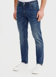PAKO LORENTE - Granatowe jeansowe spodnie męskie. Spodnie materiałowe męskie Pako Lorente, bez wzorów, z bawełny. Za 399.99 zł.